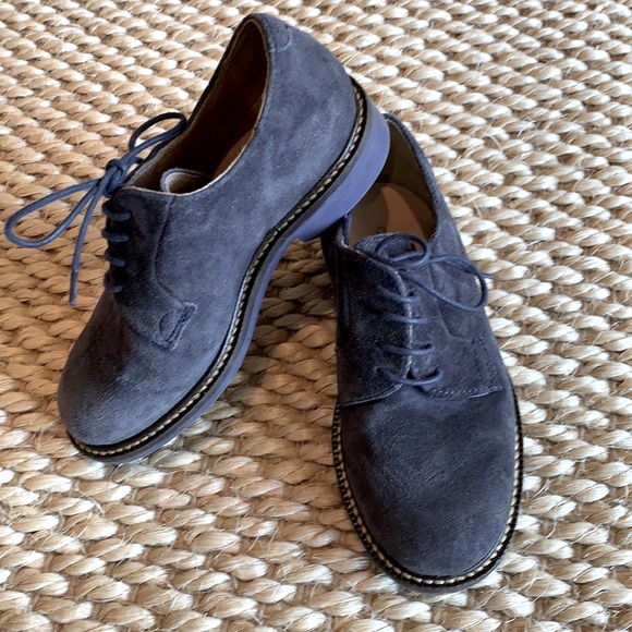 Crewcuts Blue Suede oxfords with blue soles - Picture 1 of 9
